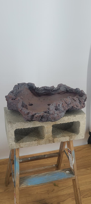 Senor Square rock pot — angled view showing the craggy free-form rim